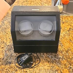 Heiden Dual Watch Winder Black Leather